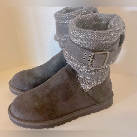 UGG AUSTRALIA Classic Cambridge Women's boots size 8. Gray Suede with glitter - Picture 11 of 15
